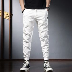 Spodnie Summer AnkleLength Pants Men Streetwear Fashion Casual White Lightweight Slim Fit Spodni