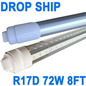 R17D/HO 8ft LED電球 - 回転V型、6500Kデイライト72W、7200LM、250W同等のF96T12/DW/HO、クリアカバー、T8/T10/T12交換、デュアルエンド搭載、バラストバイパスクレスチェチ