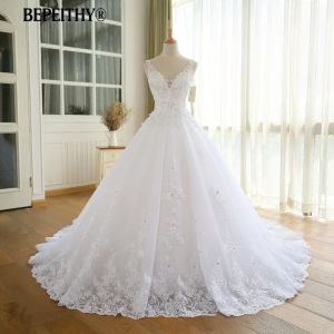 Klänningar underbar bröllopsklänning med spets vestido de novia prinsesa vintage bröllopsklänningar riktig bild boll brudklänning 2022 för kvinnor