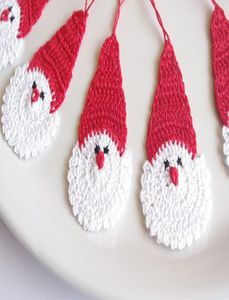 手のかぎ針編みサンタクロースクリスマスデコレーションギフト冬の綿のクリスマスツリーハングクリスマス装飾品かぎ針編み父3016840