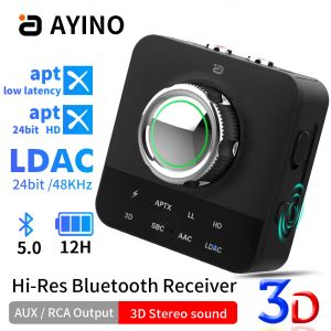 Altoparlanti AYINO LDAC Ricevitore audio Bluetooth con microfono RCA 3,5 m Jack Aux 3D Stereo Musica aptX HD Adattatore wireless per TV Altoparlante per auto MR230