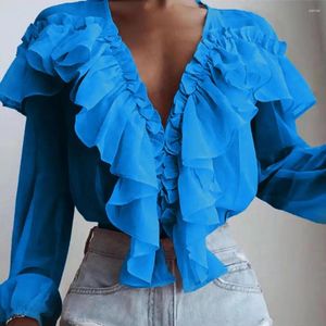 Kvinnors blusar chiffongskjorta tunn 3D skärning av arbetet lady casual topp streetwear