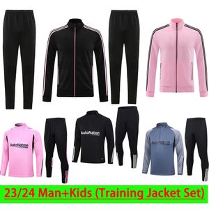 23 24 miami terno de treinamento de futebol meia-zip roupas de treinamento de futebol mangas compridas kit uniforme adulto crianças futbol jaqueta