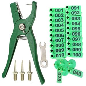 Tags Livestock Animal Ear Tag Pliers, with Number 001100 Ear Tags and 3 Pins, for Installing Cattle Sheep Pigs Ear Tags