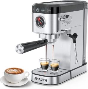 Strumenti Macchina Caffè Espresso 20 Bar, Caffettiera Professionale con Montalatte Lancia Vapore, Macchina Caffè Espresso Compatta
