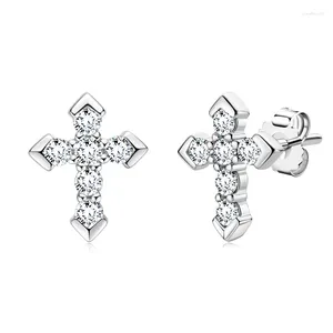 Studörhängen Winwos925 Sterling Silver Mossstone Cross Simple Design D Color VVS Diamond Pass Test Boy Girl Fine Jewelry