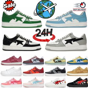 Designer Sta Casual Shoes Low Top Men and women White Red Camouflage Skateboarding Sports Bapely Sneakers Outdoor Shoes Waterproof leather sizes 36-45 with box