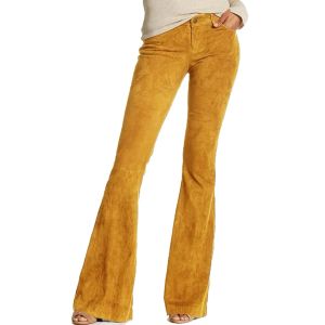 Capris 2021 pantaloni da donna Vintage Retro Casual a vita alta pantaloni a gamba larga Pantaloni a zampa d'elefante Pantaloni da donna in pelle scamosciata sintetica S5XL