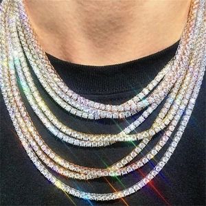 Rulalei 2024 Top Sell Hip Hop Tennis Chain Sparkling Luxury Jewel Vitguldfyllning Crystal Diamond Party Women Men Necklace For Lover Gift