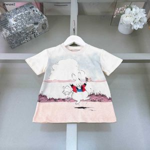 Bebê de luxo camisetas coelho branco padrão meninas meninos manga curta tamanho 90-160 cm designer crianças roupas verão algodão criança tees 24feb20