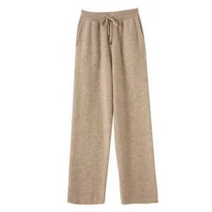 Sweatpants 100% Goat Cashmere Pants Men's High Waisted Straight Tube Pants Thickened Casual Business Pants Autumn and Winter Warm Pants