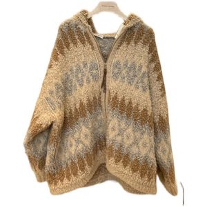 Womens Wool Brunello cuccinelli Woman Autumn and Spring Striped Long Sleeved Sweater Lamb Wool Hooded Cardigan