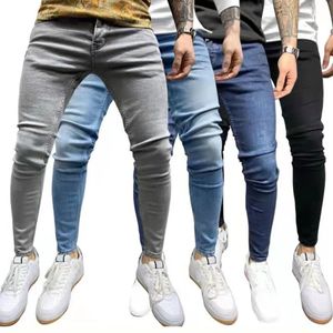 Jeans Herren Skinny Slim Fit Blau Schwarz Hip Hop Denim Hose Lässige Jeans für Herren Streetwear Casual Jean 240228