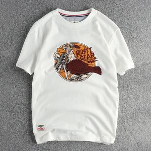 レトロ面白いラスティギアイーグルモーターサイクルプリントコットンメンズTシャツデイリーユースデイリーティーサマーTシャツTシャツトップ240228