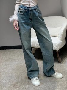 Luxus frauen Jeans Marke 2024 Mode Frauen Blau Hohe Taille Straße tragen Breite Bein Jean Weibliche Hosen Gerade Denim hosen