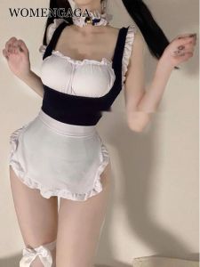 ドレス女性エキゾチックなメイドユニフォームスウィートホットセクシーなミニタンクドレススラッシュネックかわいいファッショントップ韓国人女性2022バックレスコスプレtqy