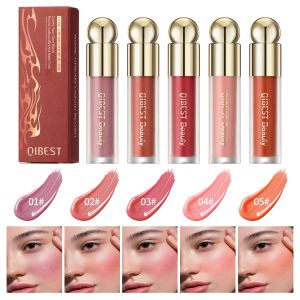 Sets QIBEST Liquid Cheek Blush Facial Nourishing Blush Stick Waterproof Multipurpose Eyes&lips Makeup Blusher Cosmetics 5 Colors Set