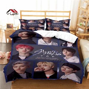 Conjuntos do grupo pop Straykids Pattern Duvet Capa Conjunto de roupas de cama para Aldult Kids Set Set Game Game Cover Conjunto de roupas de cama de capa de capa