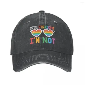 Ball Caps Lets Get One Thing Straight I'm Not - Funny Gay Cowboy Hat Snap Back Anime Designer Man Women's