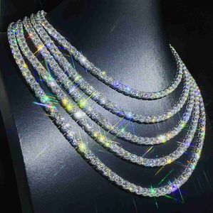 قلادة قلادة أزياء المجوهرات قلادة الهيب هوب ممر Diamoster 5mm VVS Moissanite Iced out unnis tennis chain for Men Women 240302