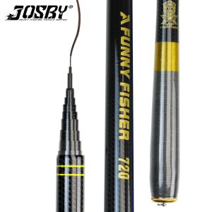 막대 Josby Telescopic Travel Fishing Bishing Rod 3.6m/4.5m/5.4m/6.3m/7.2m 고 탄소 휴대용 슈퍼 하드 스트림 폴 담수 Pesca