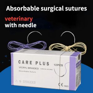Instrumentos suturas absorvíveis pga para animais com agulha suturas intestinais de colágeno para animais de estimação suprimentos hospitalares