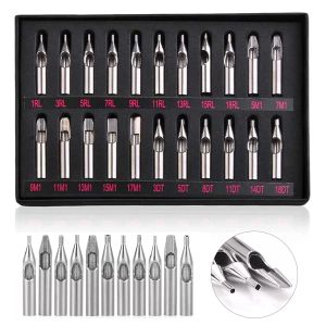 Tips 22/11pcs Stainless Steel Tattoo Tips Set Mixed RT FT DT Round Flat Diamond Assorted Types Tattoo Tip Tube Kit for Tattoo Machine
