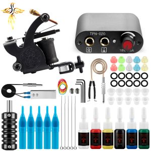 Kits Beginner Complete Tattoo Machine Set Power Supply Black Inks Pigment Cartidge Needles Tattoo Accessories Tattoo Body Art Kit