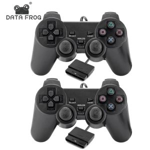 Gamepads DATA FROG Wired Controller For PS2 Gamepad Joystick Remote Double Vibration Retro USB Game Controller For Sony Playstation2/PC