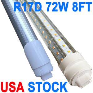 T8 8ft 72W LED -rörljus med R17 -bas, 6500k kall vit, 7200 lumen, idealisk för fabrik, workshops, bensinstation, utställningshall, gymnastiksal, garage crestech