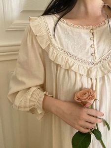 Donne femminile Donne Donne Pure Cotton Vintage Nightgowns Tone Ruffles Nightie Night Night Dress Victorian Romantic Princess Nightdress