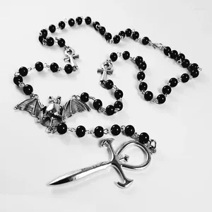 Pendant Necklaces Vampire Ankh Rosary Occult Vamp Goth Beads Bat Gothic Vampiric Beaded Egyptian Tradgoth Jewelry Gift Handmade