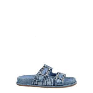 2024SS Women Flat Sandals Designer Dżins Slajd Women Damskie Slajdy z szkiełkami otwartymi w kształcie śladów