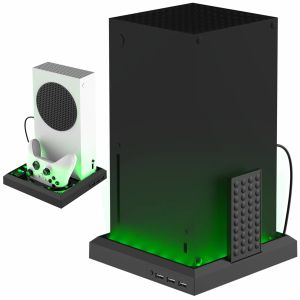 Tappeto per Xbox Series X/s Supporto verticale Ricarica multifunzione Base ventola di raffreddamento Staffa caricatore maniglia controller luce colorata Rgb