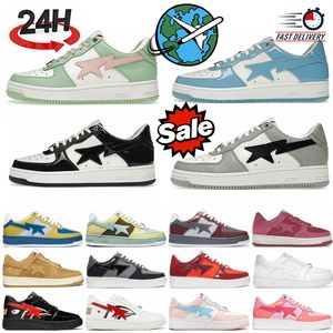 2024 Designer Sta Casual Schuhe Low Top Männer und Frauen Schwarz Grau Camouflage Skateboarding Sport Bapely Sneakers Outdoor Schuhe Wasserdichtes Leder Größen 36-45