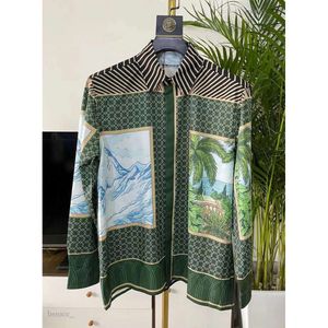 Koszulki męskie Casa Casablanca designerka koszula damska luźna długie rękaw Tshirt mężczyzn Mężczyzn Casual Silk Shirt Oversited Ethnic Clothing 592