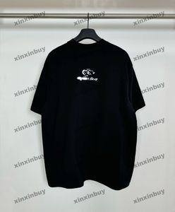 Xinxinbuy Men Designer Tee T Shirt 2024 Paris List do druku Bawełniana bawełniana bawełniana