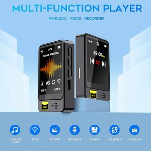 Players Bluetooth 5.2 MP3 Music Player Builtin Speaker 1.8" Full Touch Screen 200mAh HIFI Walkman With FM Radio/Ebook/Recorder/Alarm