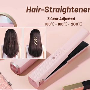 Profissional Hair Curling Iron Mini Hair Straightener USB Recharge Wireless Ceramic Styling Tool Curler Flat Dry Straightener 240226