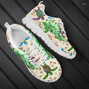 Sapatos casuais oceano tartaruga feminino calçado ao ar livre dos desenhos animados animais apartamentos sapato marca personalizável tênis leve