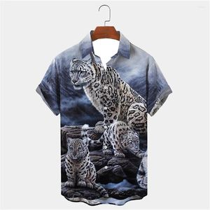 Camisas casuais masculinas tigre animal impressão 3d camisa havaiana homem verão moda para diariamente mangas curtas homens roupas tops