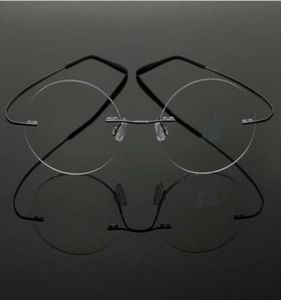 بيع Steve Jobs Star Style Memory Memory Titanium Frames Rimless round Myopia eyeglasses Glasses Optical Fra3833540