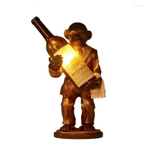 Table Lamps Retro Home Animal Lamp Room Decoration Bar Counter Decor Monkey Tafellamp Golden Resin Light