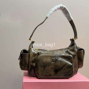 Designer bag New bags high quality Design Multi Pocket Motorcycle Bag Fashion Shoulder Handheld Women faded color hobo mui