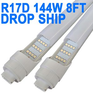 R17D/HO 8FT LED Bulbs, 4 Row Milky Cover 144W 6500K Cold White T8 8FT Tube Light with R17D Rotatable Base, 8FT R17D LED Bulbs Shop Warehouse Garage Hospitals crestech