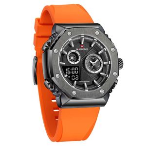 Naviforce Men Duale Direct Digital Watch Digital Watch Multifunctional Militive Quartz Wrist Watches Sport Sildproof Silicone Band 1175 1997