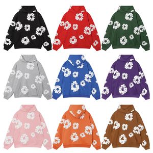 Męskie dżinsowe Projektowanie bluzaków designerskich dżinsowe bluzę jesienna zima kanyes kapok pełny druk piana hip hop luźne bluzy męskie i kobiety pluszowe koszulę dresową YH1