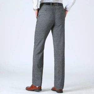 Hosen 2023 Sommer mittelgroße und ältere Männer lässige, hochwaistierte, gerade Baggy Hosen Mode Business Baumwollwäsche Anzughose