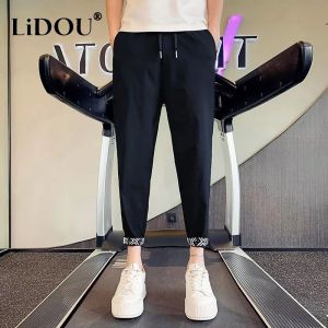 Pants 2023 New Autumn Hipster Capable Sven Neat and Elegant Artsy Fashion Style Casual Cropped Pants Solid Color Trousers Pants Men