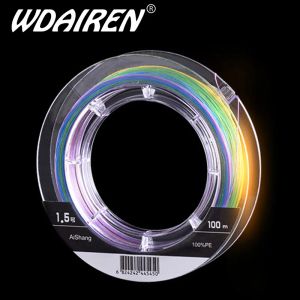 Linhas wdaien multicolorido 100m 8 fios fio trançado super forte suave pe linha de pesca 0.4 #8.0 #10m 1 cor equipamento de pesca